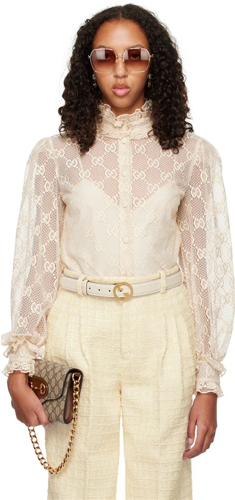 gucci blouse white|Gucci one shoulder blouse.